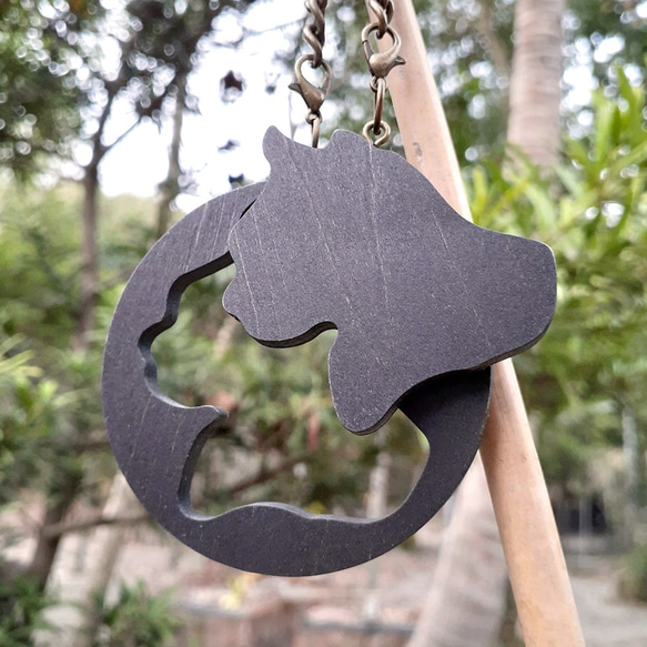 手作り木製モデリングボード/キーホルダー【猫〜猫ヘッドリング】 1枚目の画像
