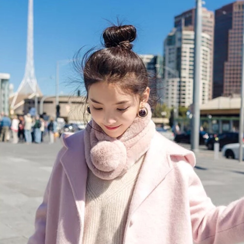 新品　未使用　レッキスラビットファー　グレー ファー マフラー ボンボン付き レッキスファー マフラー レディース ファー かわいい レッキス
