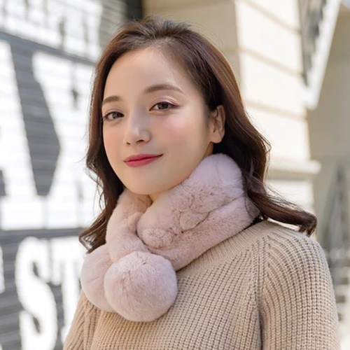 レッキスラビット ラビットファー リアルファー マフラー ポンポン