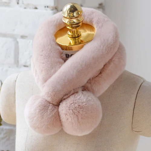 レッキスラビット ラビットファー リアルファー マフラー ポンポン