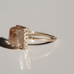 Rutile Quartz×Pink Opal Ring　ルチルクオーツ×ピンクオパールリング 2枚目の画像