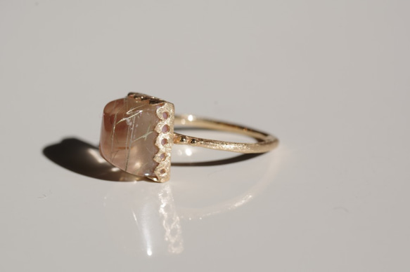 Rutile Quartz×Pink Opal Ring　ルチルクオーツ×ピンクオパールリング 2枚目の画像