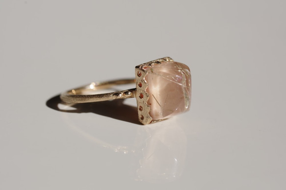 Rutile Quartz×Pink Opal Ring　ルチルクオーツ×ピンクオパールリング 3枚目の画像