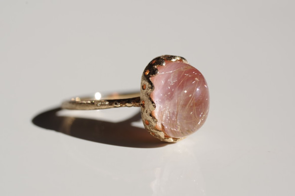 Rutile Quartz×Pink Opal Ring　ルチルクオーツ×ピンクオパールリング 3枚目の画像