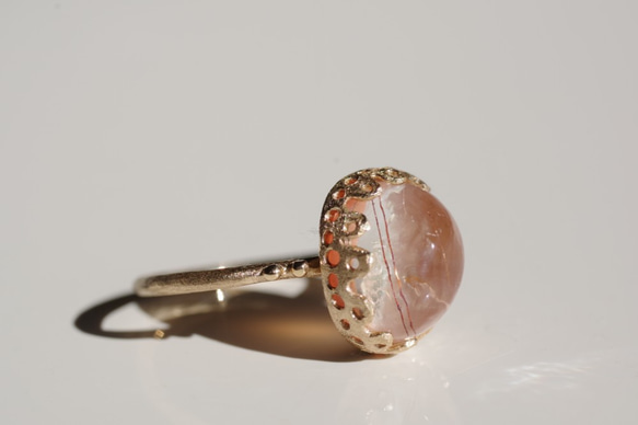 Rutile Quartz×Pink Opal Ring　ルチルクオーツ×ピンクオパールリング 3枚目の画像