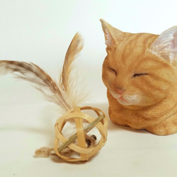 サマーセール（送料無料）　竹製猫おもちゃ・選べる2玉セット『りんたま』『はねたま』 4枚目の画像