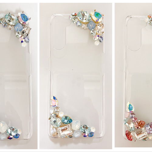 オーダー専用】OPPO Reno 3Aケース スワロフスキー ビジュー クリア