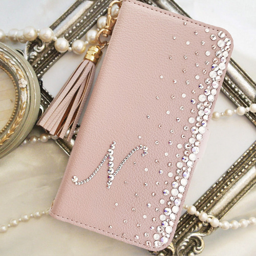 Swarovski iPhone14 ピンクベージュ　ラメシリコンケース High smartphone case, iPhone® 14 Pro Max, Silver tone