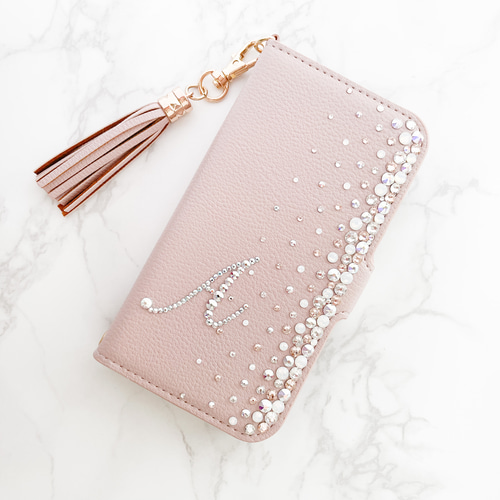 Swarovski iPhone14 ピンクベージュ　ラメシリコンケース High smartphone case, iPhone® 14 Pro Max, Silver tone