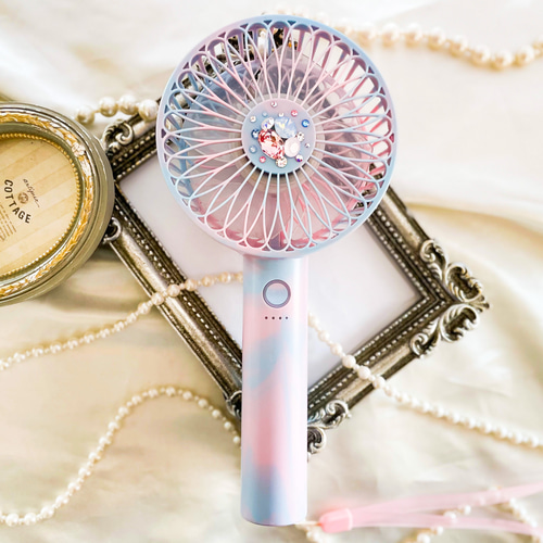 ハンディファン マーブル スワロフスキー ビジューデコレーション ミニ