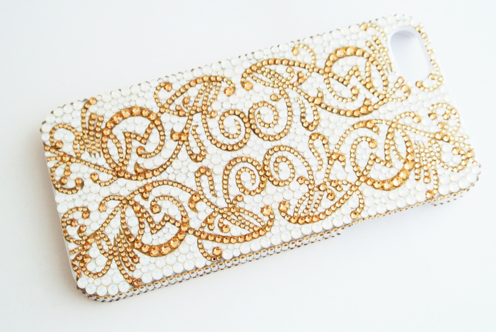 iPhone16pro他 全機種 ケース カバー スワロフスキー ダマスク アラベスク柄 デコレーション スマホケース