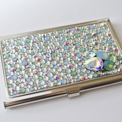 スワロフスキー 名刺入れ ビジュー 水色系ミックス 名刺入れ・カード