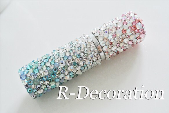 スワロフスキーアトマイザー　ブルー系・ピンク系カラーピンクグラデーション