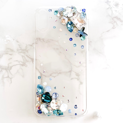 iPhone16pro,Max,15,14,13他 クリアケース ブルービジュー iPhone16pro,Max,15,14,13他 クリアケース ブルービジュー