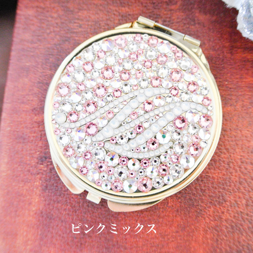 スワロフスキー イニシャルミラー デコレーション 手鏡 R-Decoration