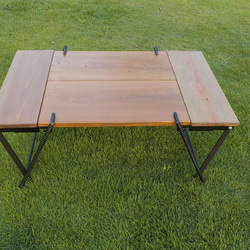アイアン　キャンプ　アウトドア　ローテーブル　折りたたみ　テーブル　シェルフ　ロースタイル　　 2枚目の画像