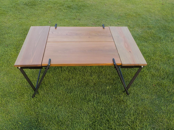 アイアン　キャンプ　アウトドア　ローテーブル　折りたたみ　テーブル　シェルフ　ロースタイル　　 2枚目の画像