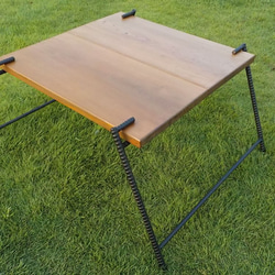 アイアン　キャンプ　アウトドア　ローテーブル　折りたたみ　テーブル　シェルフ　ロースタイル　　 4枚目の画像