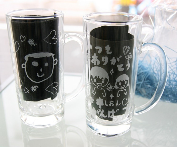 父の日・敬老の日ギフト＊名入れお絵かきジョッキ♪ 心に響く世界でひとつの贈り物 3枚目の画像