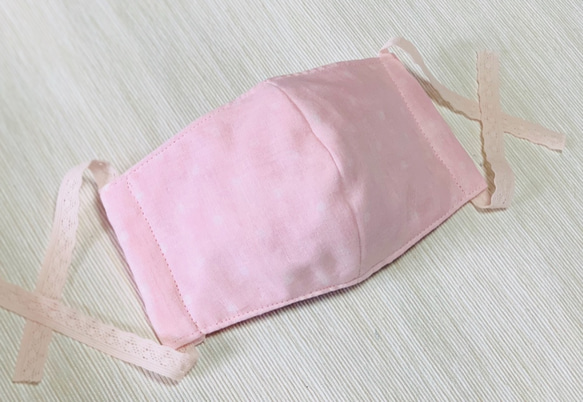 女性サイズ☆リバーシブルガーゼマスク☆ピンクドット×ピンク その他