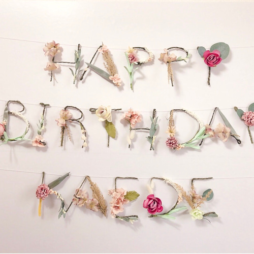 ピンク］HAPPY BIRTHDAY バースデーガーランド フラワー