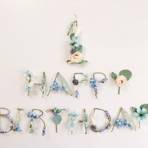 ブルー］HAPPY BIRTHDAY バースデーガーランド フラワーガーランド