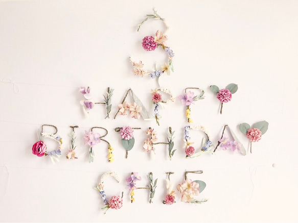 ［パープル×ピンク］HAPPY BIRTHDAY バースデーガーランド フラワーガーランド 誕生日 4枚目の画像