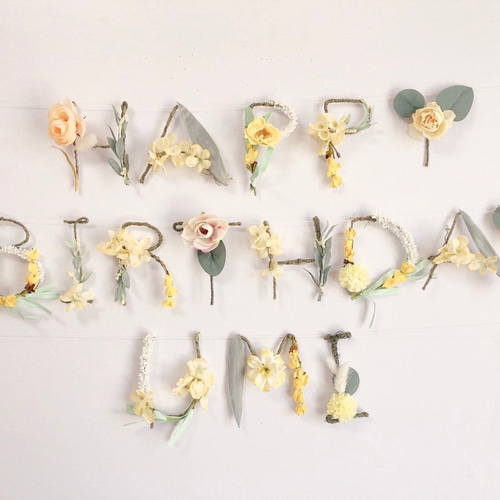 未使用　イエロー　ケーキ 飾り ガーランド 誕生日 HAPPY BIRTHDAY imgrc0116806062.jpg