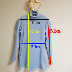 タートルネック　しわになりにくい　ふわふわ　ボア　ブルー　トップス　かわいい　布マスク付き　送料無料 6枚目の画像