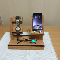 【ダブル】スマホスタンド・2段腕時計・メガネ・小物置き 3枚目の画像