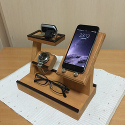 ダブル】スマホスタンド・2段腕時計・メガネ・小物置き スマホスタンド