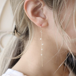 Flesh water pearl long Pierce/Earring　14KGF 5枚目の画像