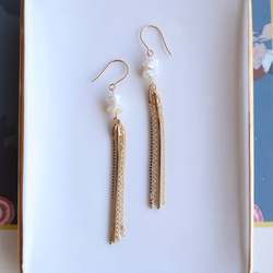 Chain tassel pierce/earring　14KGF 1枚目の画像