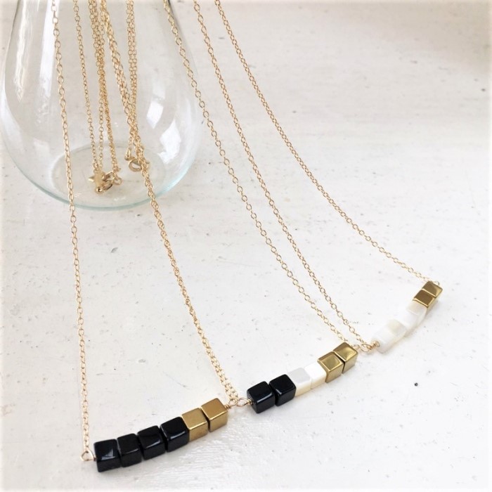 【nemon】Cube Mix necklace　14KGF