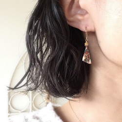 【nemon】Oyster Copper Turquoise triangle pierce/earring 14KGF 5枚目の画像