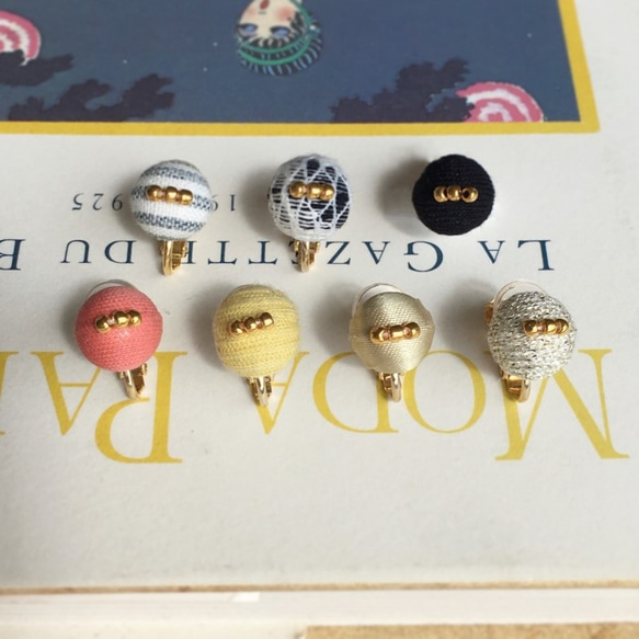 【nemon】Button pierce/earring　(+Beads) 8枚目の画像