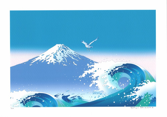 A4シート販売「富士とカモメと浪裏」 1枚目の画像
