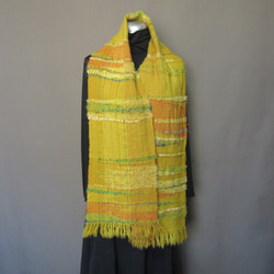 手織り マフラー（黄色）ｓ20-116 4枚目の画像
