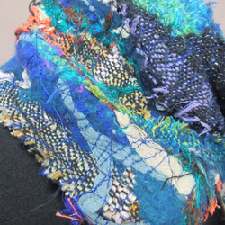 手織り アートマフラー(青）ｓ19-044 7枚目の画像