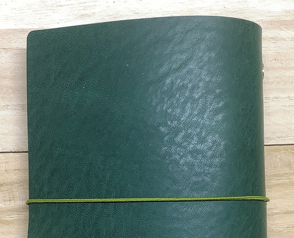 ミニ６穴システム手帳 本革カバー 色：アマゾニアグリーン/カバーのみ/M6M-AGN0003 5枚目の画像
