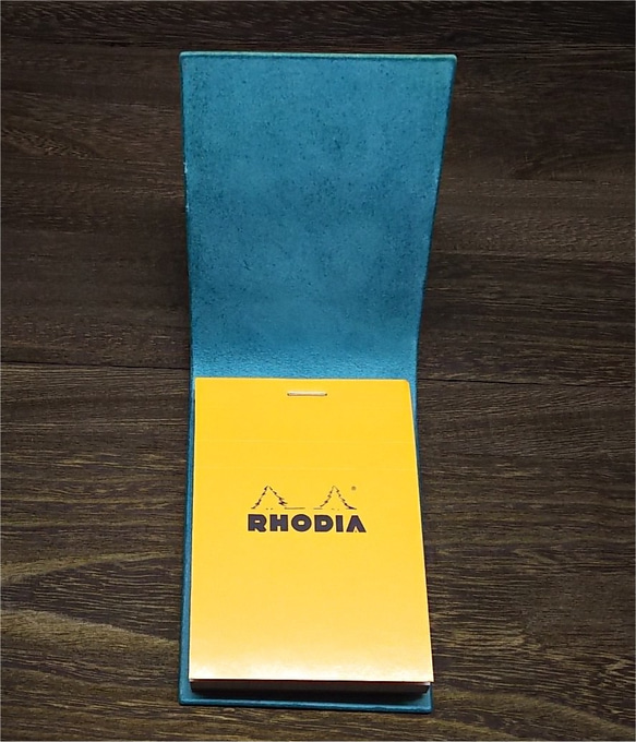 【送料無料】RHODIA No.11対応 本革縦型メモ帳カバー 色：ターコイズ【メモ帳付属】N11-MTU0001 4枚目の画像