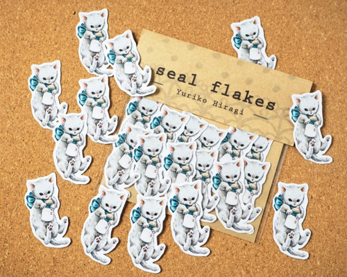 シールフレーク『ロシアンブルー猫ちゃん』 シール・ステッカー ひらぎ