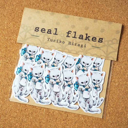 シールフレーク『ロシアンブルー猫ちゃん』 シール・ステッカー ひらぎ