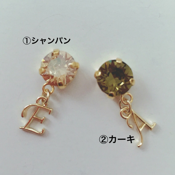 スワロフスキーピアス/イニシャルピアス 2枚目の画像