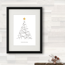 ［再販］クリスマスアートポスター　北欧風（ライン　ブラック） 1枚目の画像