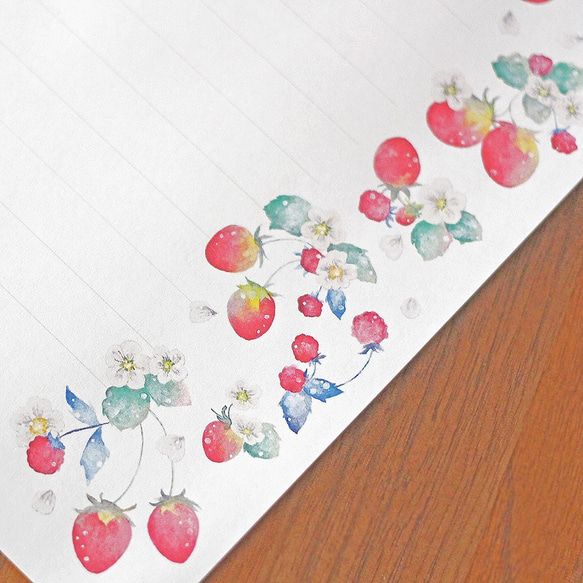 苺とラズベリー レターセット(便箋&封筒&シール) 2枚目の画像