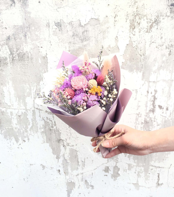 |春日約定| 乾燥花。生日禮物。畢業花束。日常花束。粉紫色系 第1張的照片