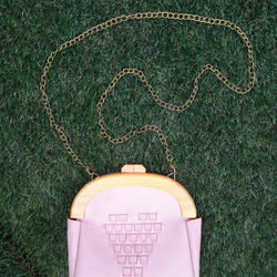 【今】粉紅甜心真皮編織側背包 Pink Sweet Heart Leather Bag 第4張的照片