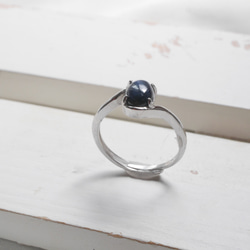 [Silver925] 再次上架/星光藍寶石設計銀戒指 (8x6mm)/九月誕生石 第8張的照片