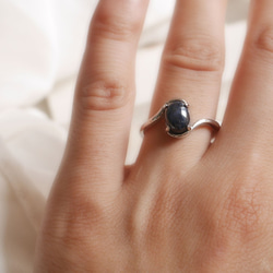 [Silver925] 再次上架/星光藍寶石設計銀戒指 (8x6mm)/九月誕生石 第9張的照片